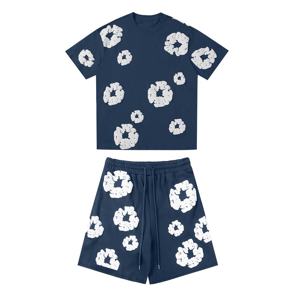 ModaDenim – Viral Tweedelige Lounge Set Zomer Trainingspak Unisex Bloemen