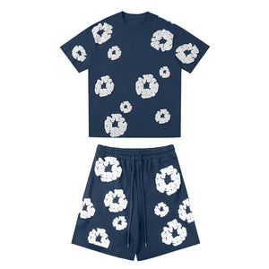 ModaDenim – Viral Tweedelige Lounge Set Zomer Trainingspak Unisex Bloemen