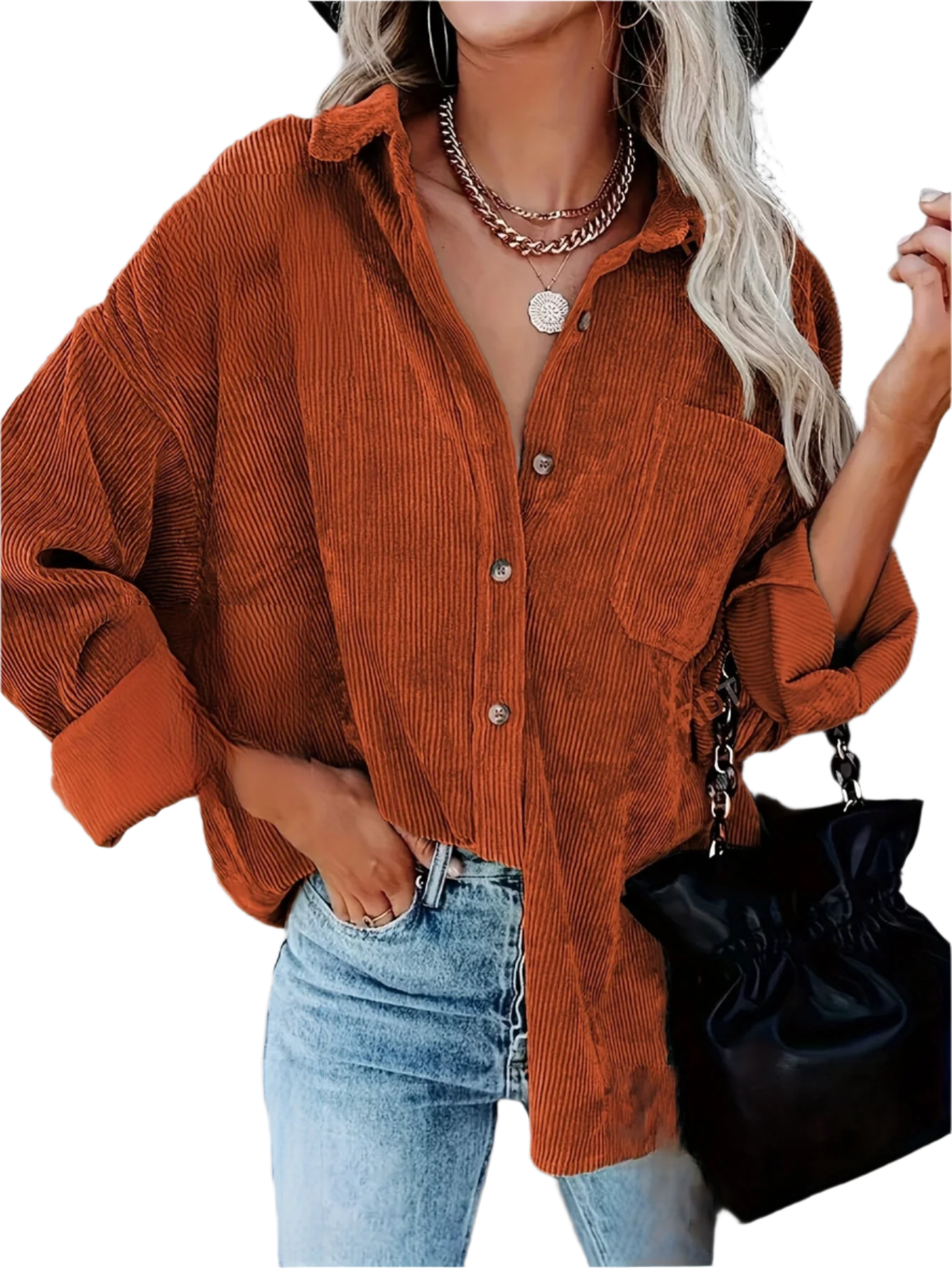 Isabella – Oversized Corduroy Damesblouse