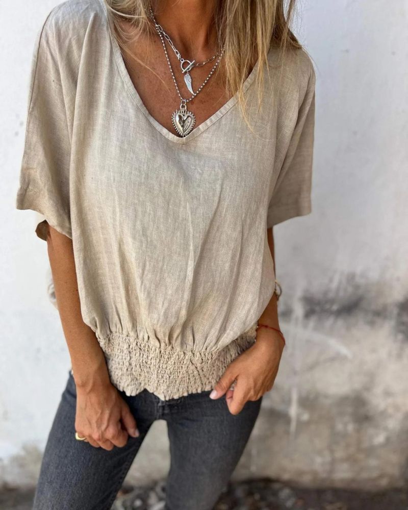 Giulia – Zachte Dames T-shirt met Taille en V-hals