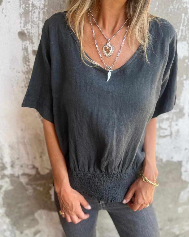 Giulia – Zachte Dames T-shirt met Taille en V-hals