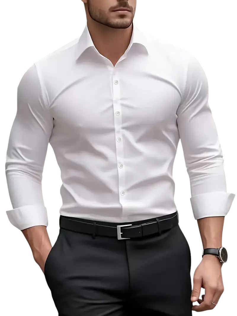Larry – Slim Fit Heren Overhemd met Lange Mouwen