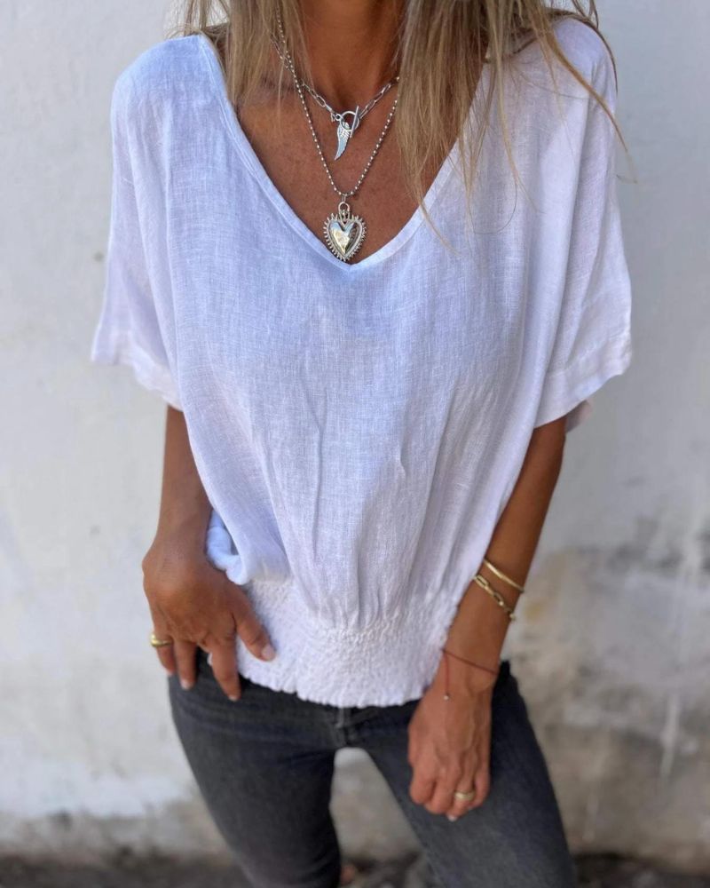 Giulia – Zachte Dames T-shirt met Taille en V-hals