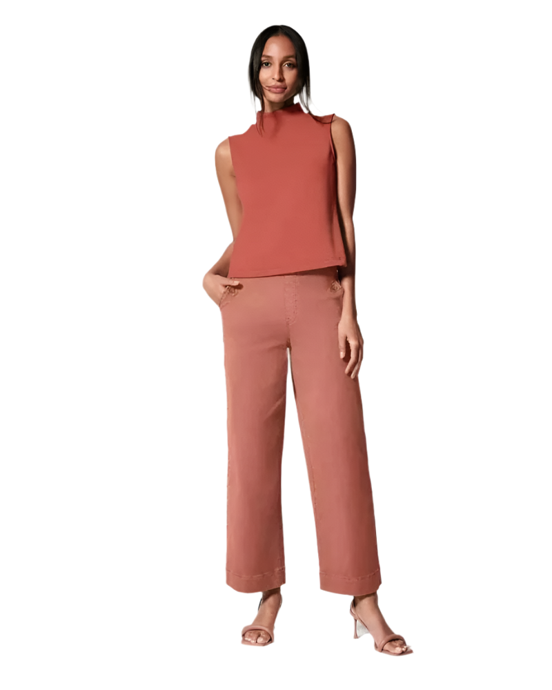 Elena – Stretch Twill Dames Broek met Wijde Pijpen