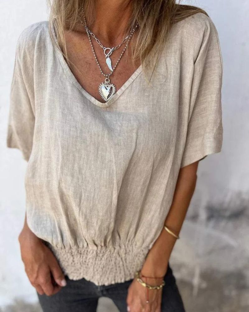 Giulia – Zachte Dames T-shirt met Taille en V-hals
