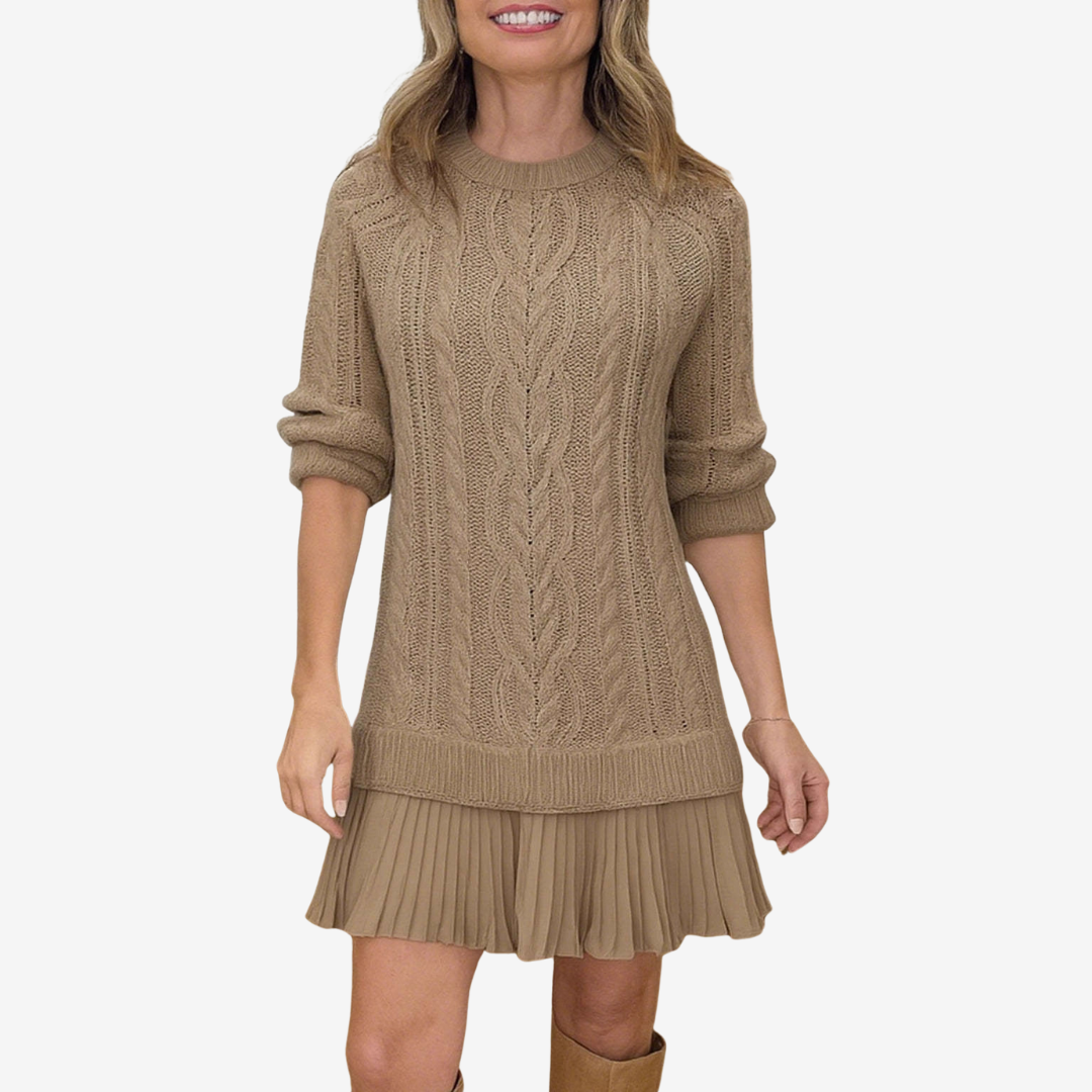 Ayra – Gebreide Midi Jurk voor Dames met Gevlochten Detail