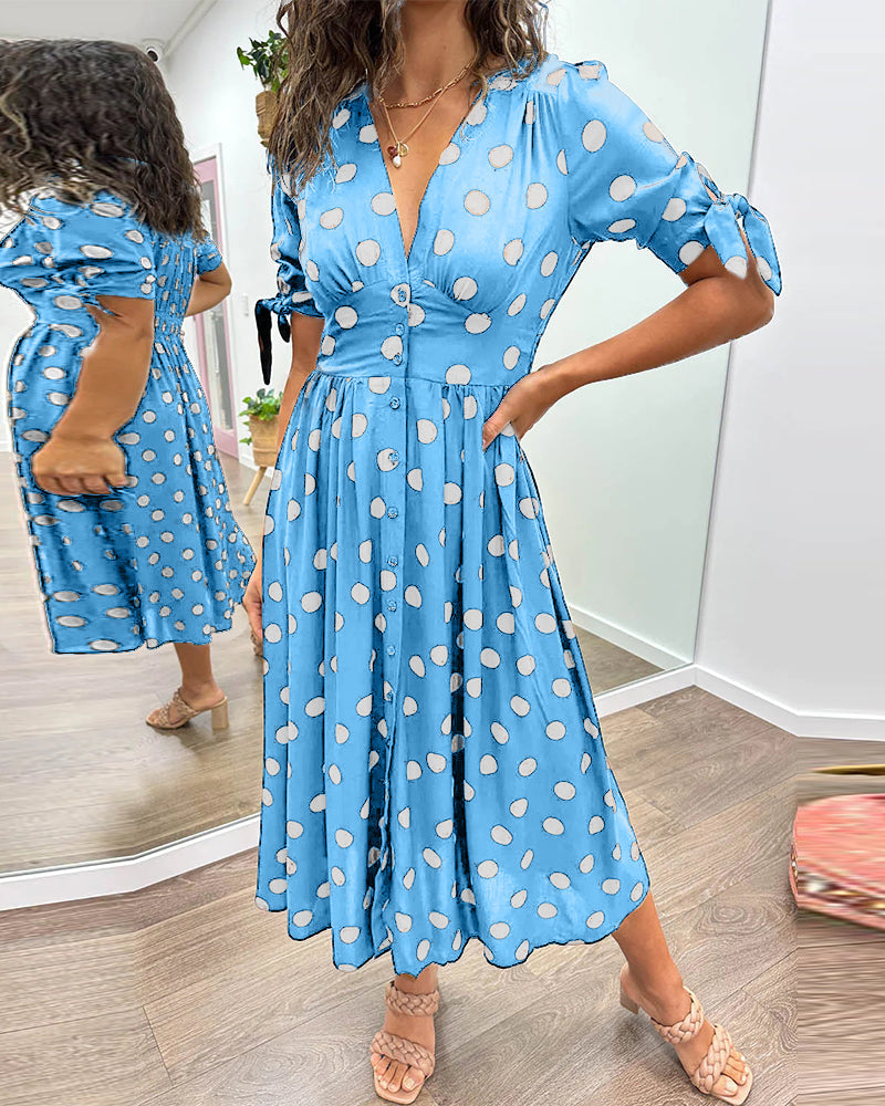 Evi – Dames Polka Dot Midi Jurk