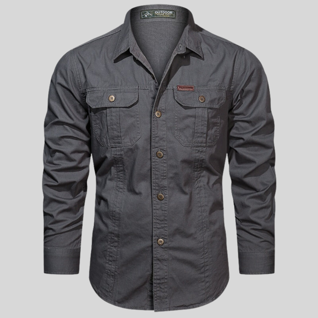 Matteo – Heren Overhemd van Textuurkatoen met Utility-look