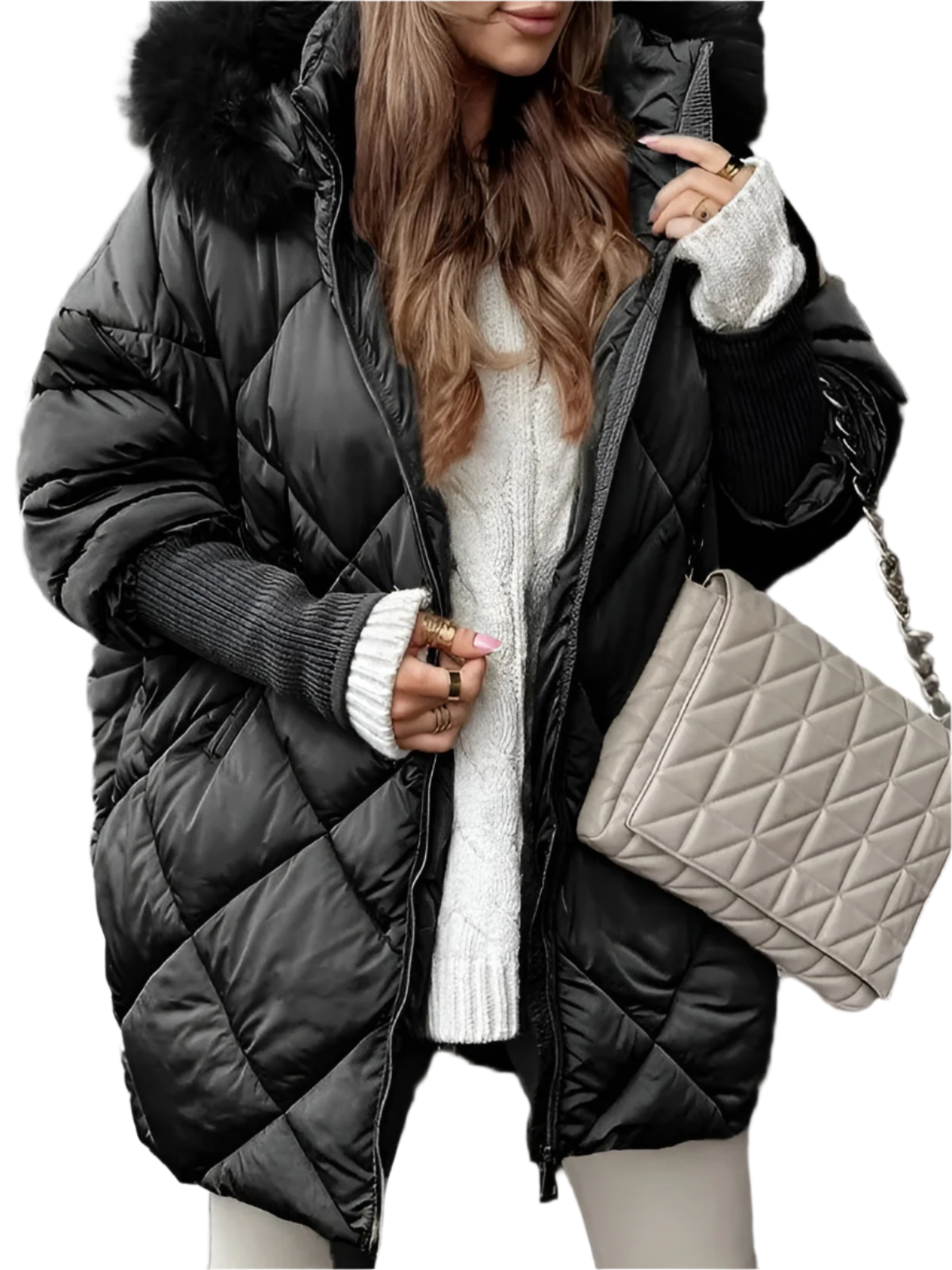Isabella – Diamantpatroon Winter Hoodie Set voor Dames