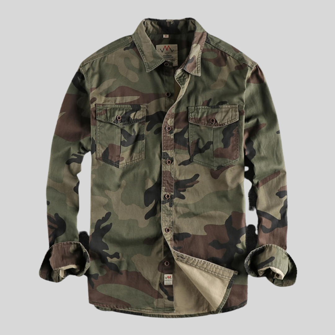 Luca – Heren Cargo Overhemd van Katoen in Camo Tinten