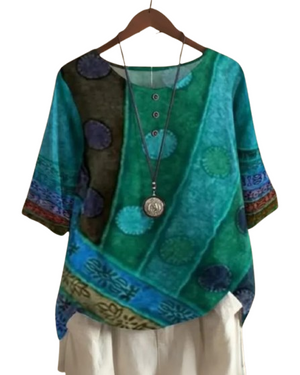 Aurélie – Elegante Dames Blouse met Kunstprint