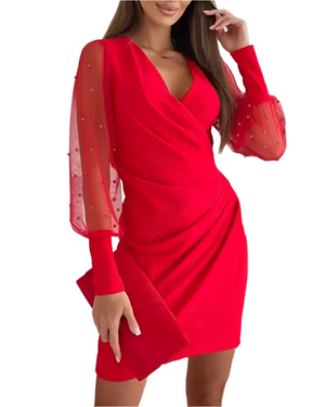 Isabella – Elegante Dames Cocktailjurk met Kantmouwen