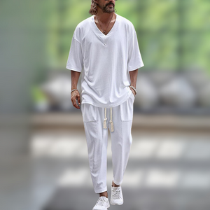 StefanoZanetti -  Heren Overhemd en Linnen Broek set