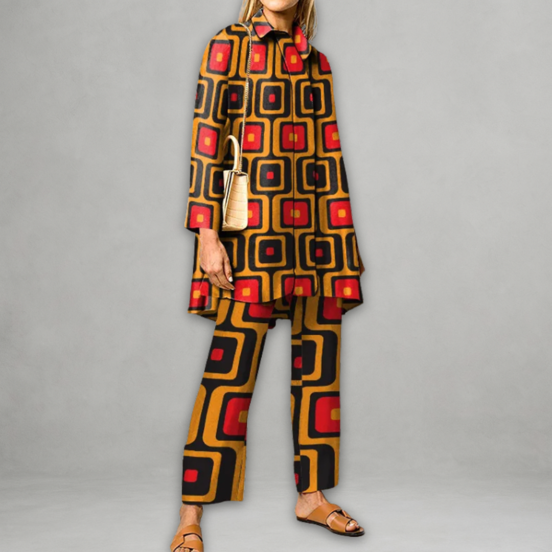 Alessia – Vintageprint Tweedelige Dames Set