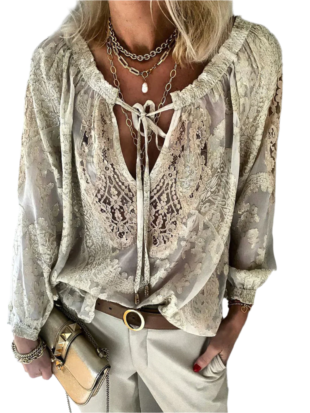 Marta – Damesblouse met verfijnde kanten details