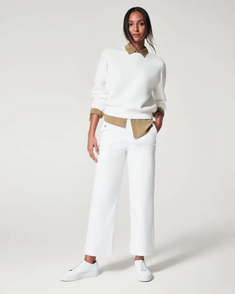 Elena – Stretch Twill Dames Broek met Wijde Pijpen
