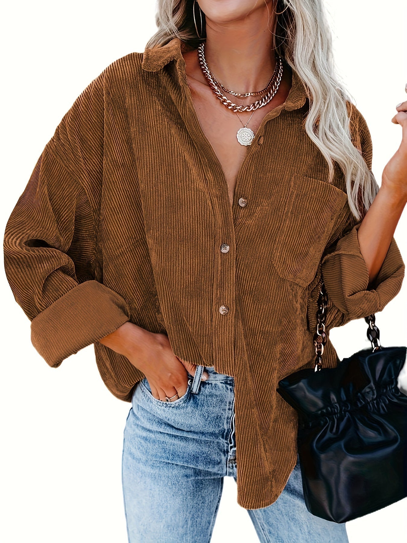 Isabella – Oversized Corduroy Damesblouse