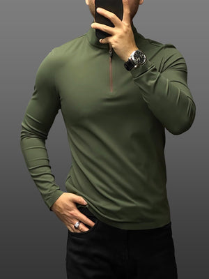 Francesco Miglia™ - Half zip mock neck tee