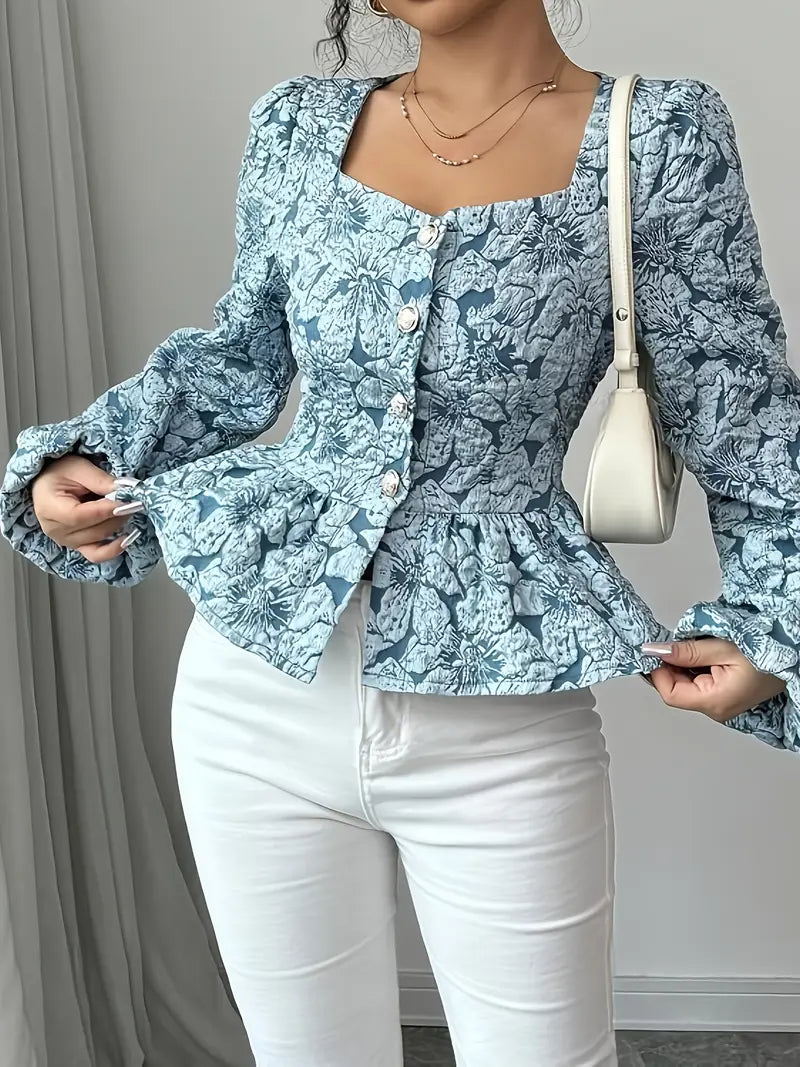 Isabella – Damesblouse met Bloemenprint en Pofmouwen