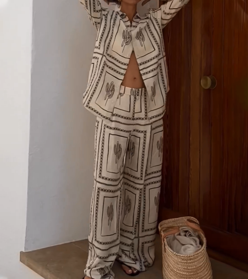 Elena – Luchtig Dames Zomerset in Beige