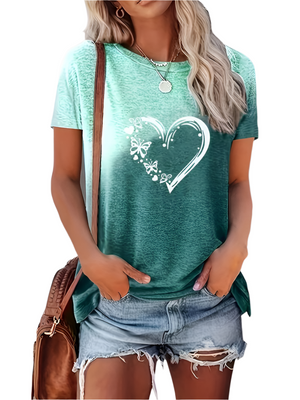 Élodie – Dames T-Shirt met Vlinderhart Print