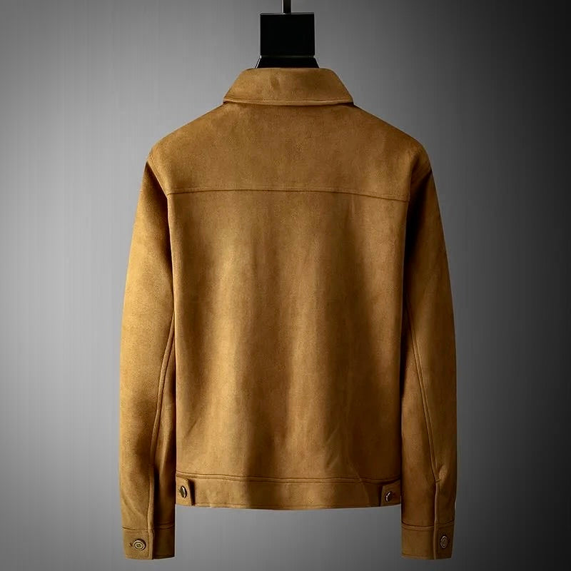 SilvanoFerraro Heren Retro Stijl Suède Jas Voor Mannen