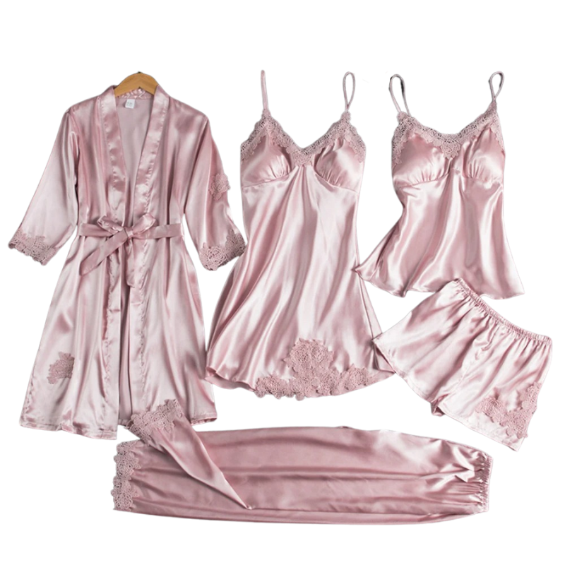 Elena – 5-Delig Satijnen Dames Pyjamaset