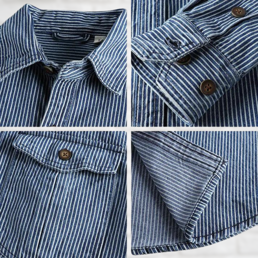 EnricoValdini Vintage Denim Overhemd Voor Mannen