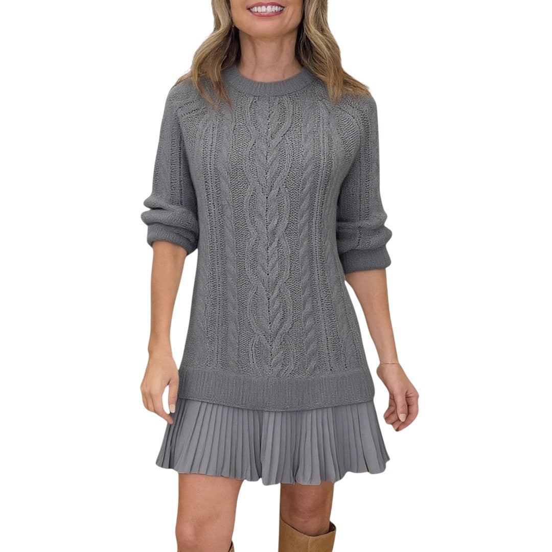 Ayra – Gebreide Midi Jurk voor Dames met Gevlochten Detail
