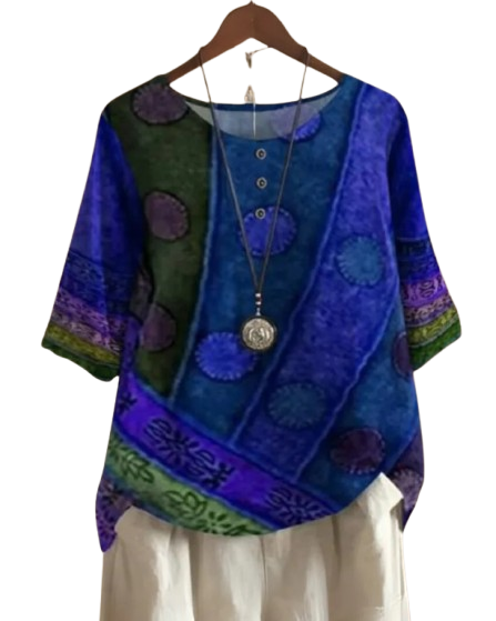 Aurélie – Elegante Dames Blouse met Kunstprint