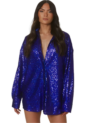 Isabella – Oversized Glitter Damesblouse