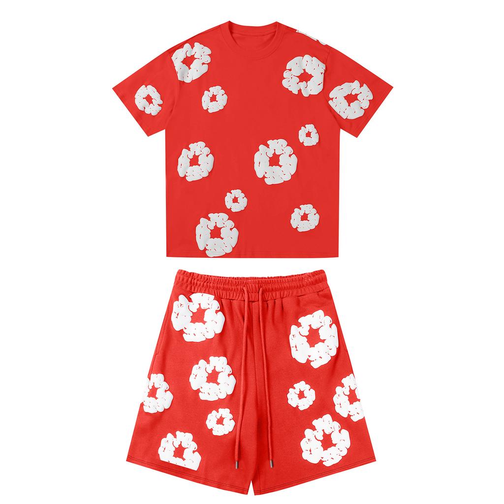 ModaDenim – Viral Tweedelige Lounge Set Zomer Trainingspak Unisex Bloemen