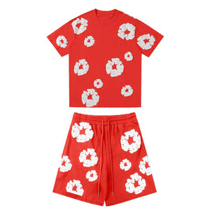 ModaDenim – Viral Tweedelige Lounge Set Zomer Trainingspak Unisex Bloemen
