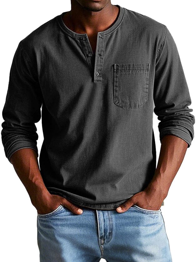 Jaskie – Heren Henley Shirt van Katoen