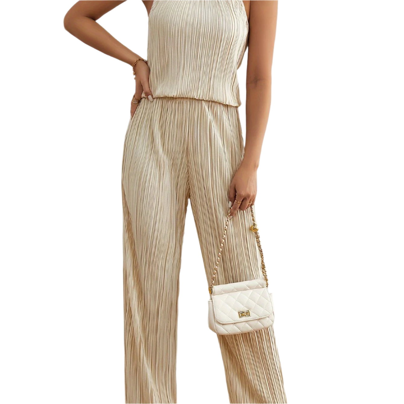 Iris – Luchtige Plissé Jumpsuit voor Dames