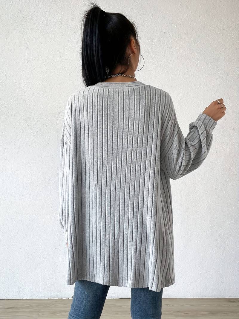 Flora – Comfortabele Gebreid Damesvest met Ballonmouwen