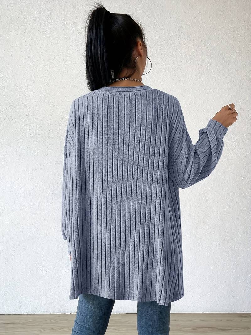 Flora – Comfortabele Gebreid Damesvest met Ballonmouwen