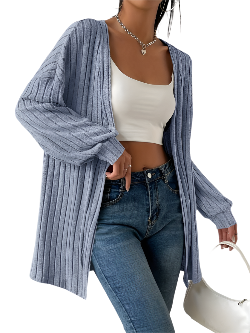 Flora – Comfortabele Gebreid Damesvest met Ballonmouwen