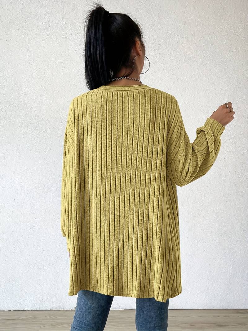 Flora – Comfortabele Gebreid Damesvest met Ballonmouwen