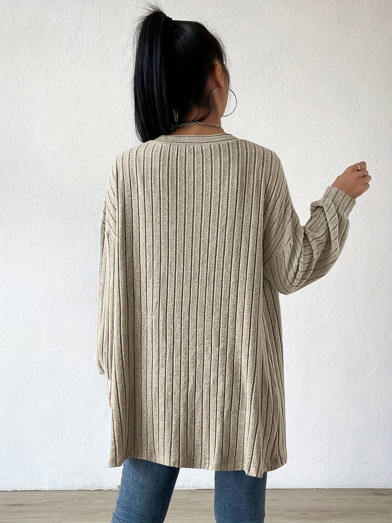 Flora – Comfortabele Gebreid Damesvest met Ballonmouwen