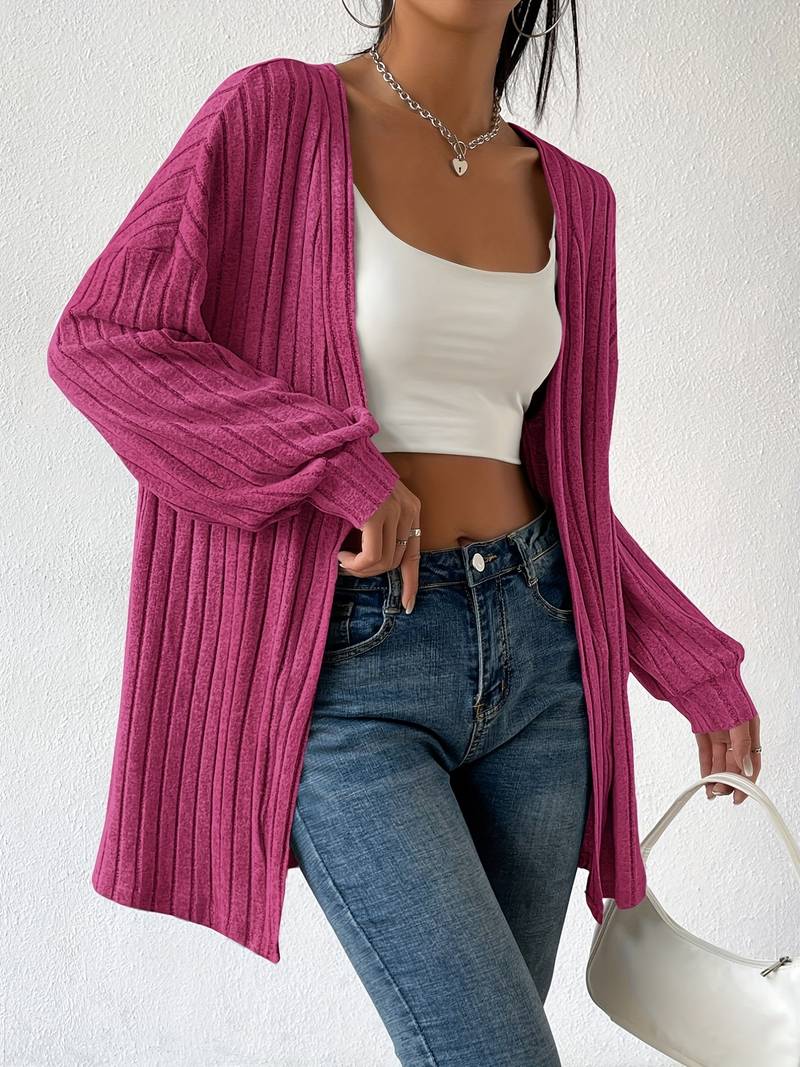 Flora – Comfortabele Gebreid Damesvest met Ballonmouwen