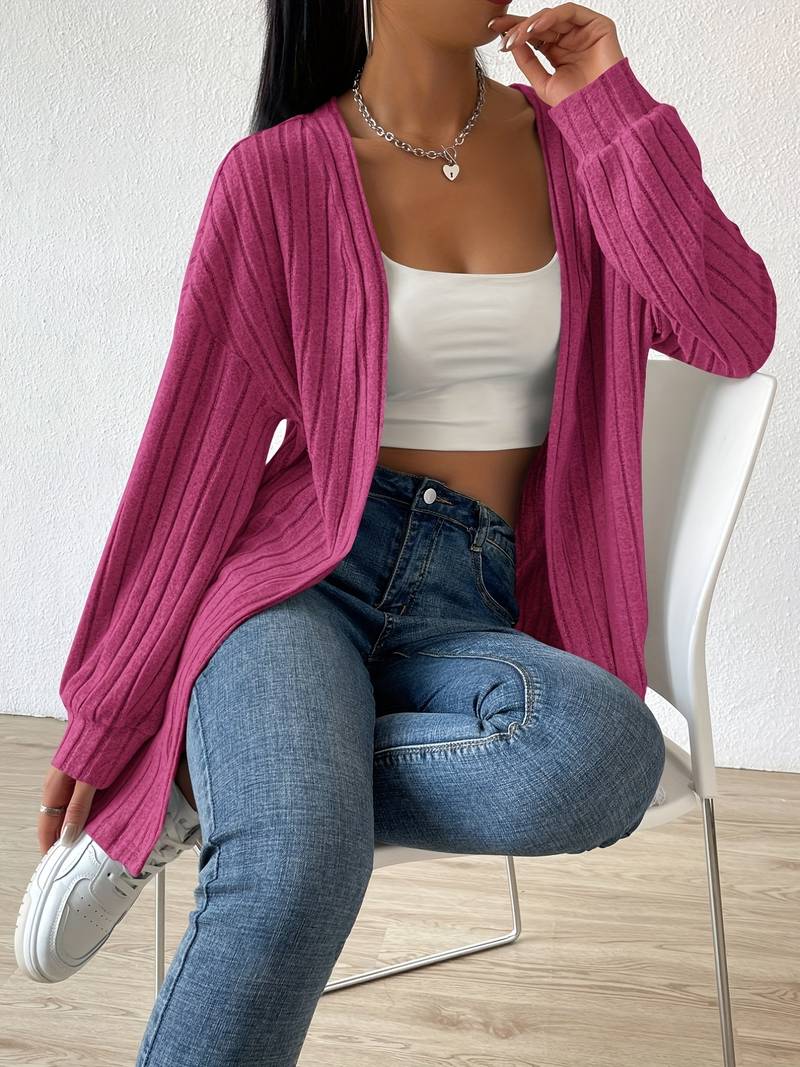 Flora – Comfortabele Gebreid Damesvest met Ballonmouwen