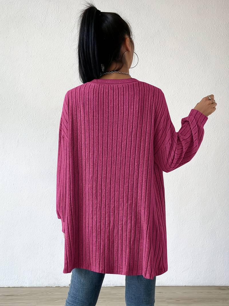 Flora – Comfortabele Gebreid Damesvest met Ballonmouwen