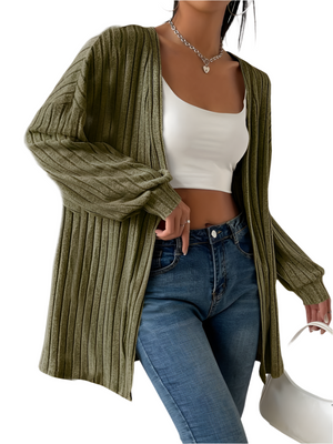 Flora – Comfortabele Gebreid Damesvest met Ballonmouwen