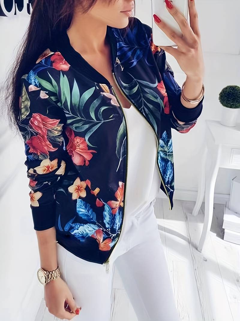 Georgia – Stijlvolle Dames Bomberjack met Bloemenprint