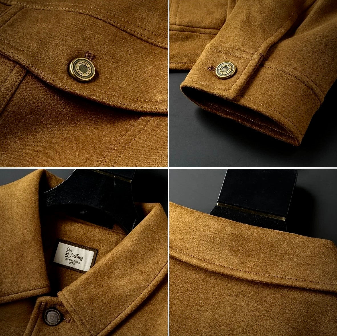 SilvanoFerraro Heren Retro Stijl Suède Jas Voor Mannen