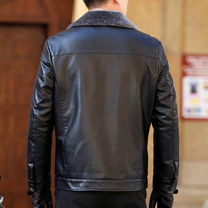 MarcoCuoio™️ Heren Faux Fleece Gevoerde Leren Warme Jas