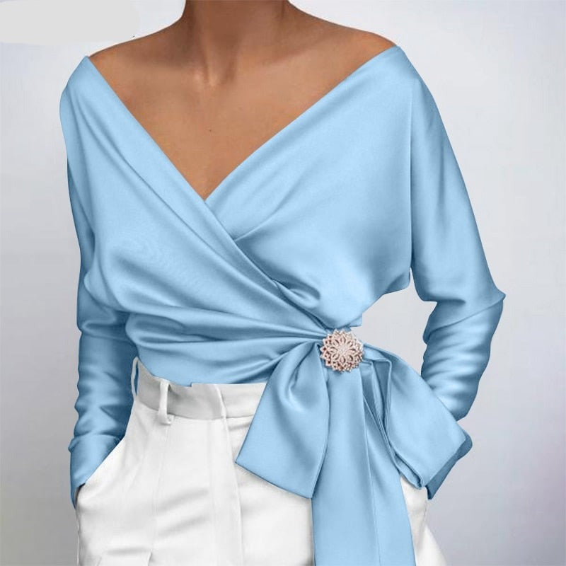 Isabella – Elegante Zijde V-Hals Blouse voor Dames