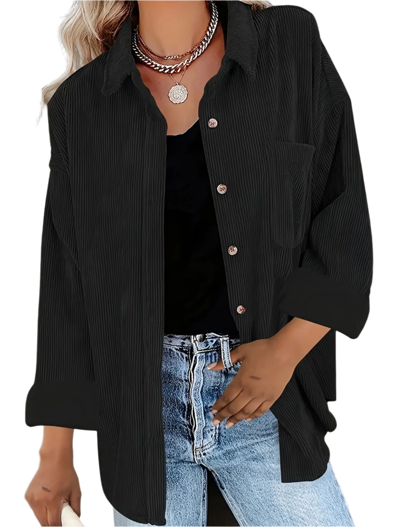 Sofia – Oversized Corduroy Damesblouse