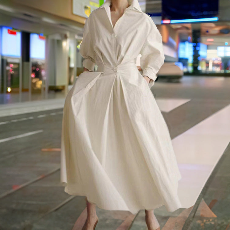 ElenaFerrucci Revers Elastische Taille Swing Jurk Voor Vrouwen
